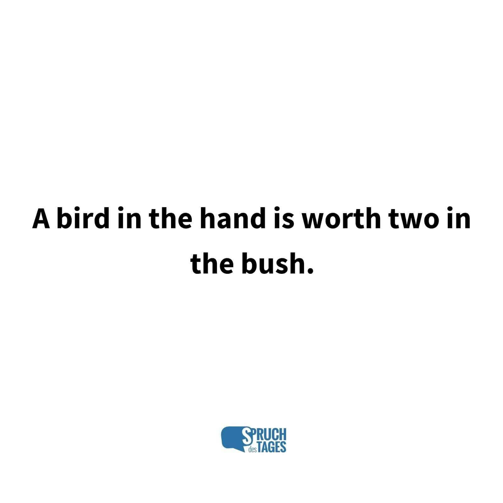 A bird in the hand is worth two in the bush.