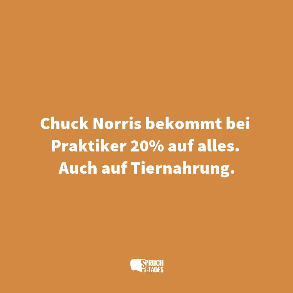 Chuck Norris bekommt bei Praktiker 20% auf alles. Auch auf Tiernahrung.