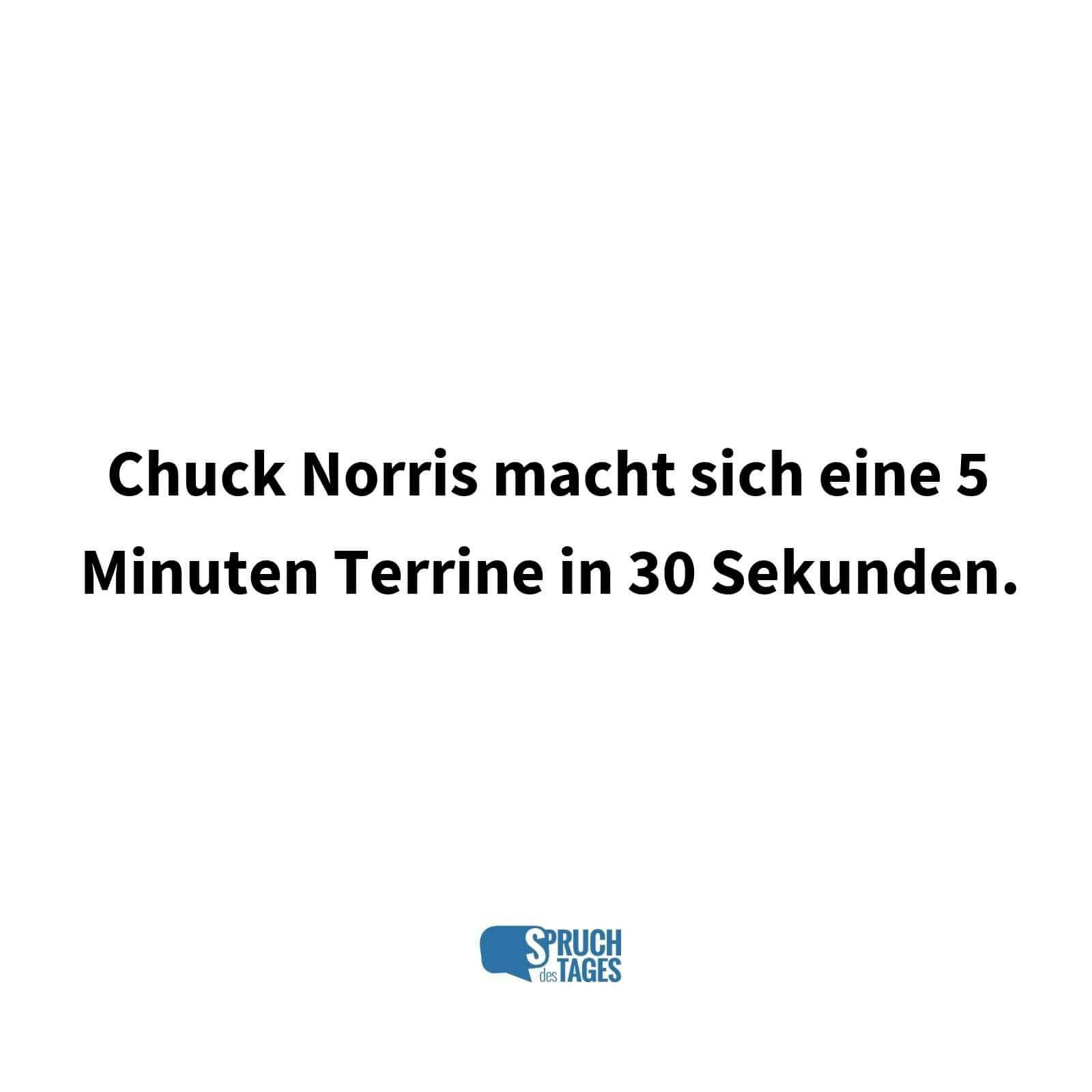 Chuck Norris macht sich eine 5 Minuten Terrine in 30 Sekunden.