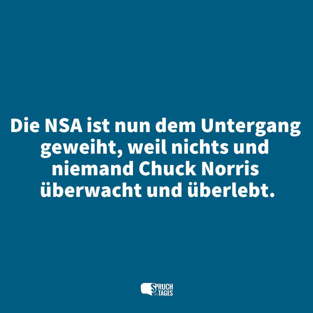 Die NSA ist nun dem Untergang geweiht, weil nichts und niemand Chuck Norris überwacht und überlebt.
