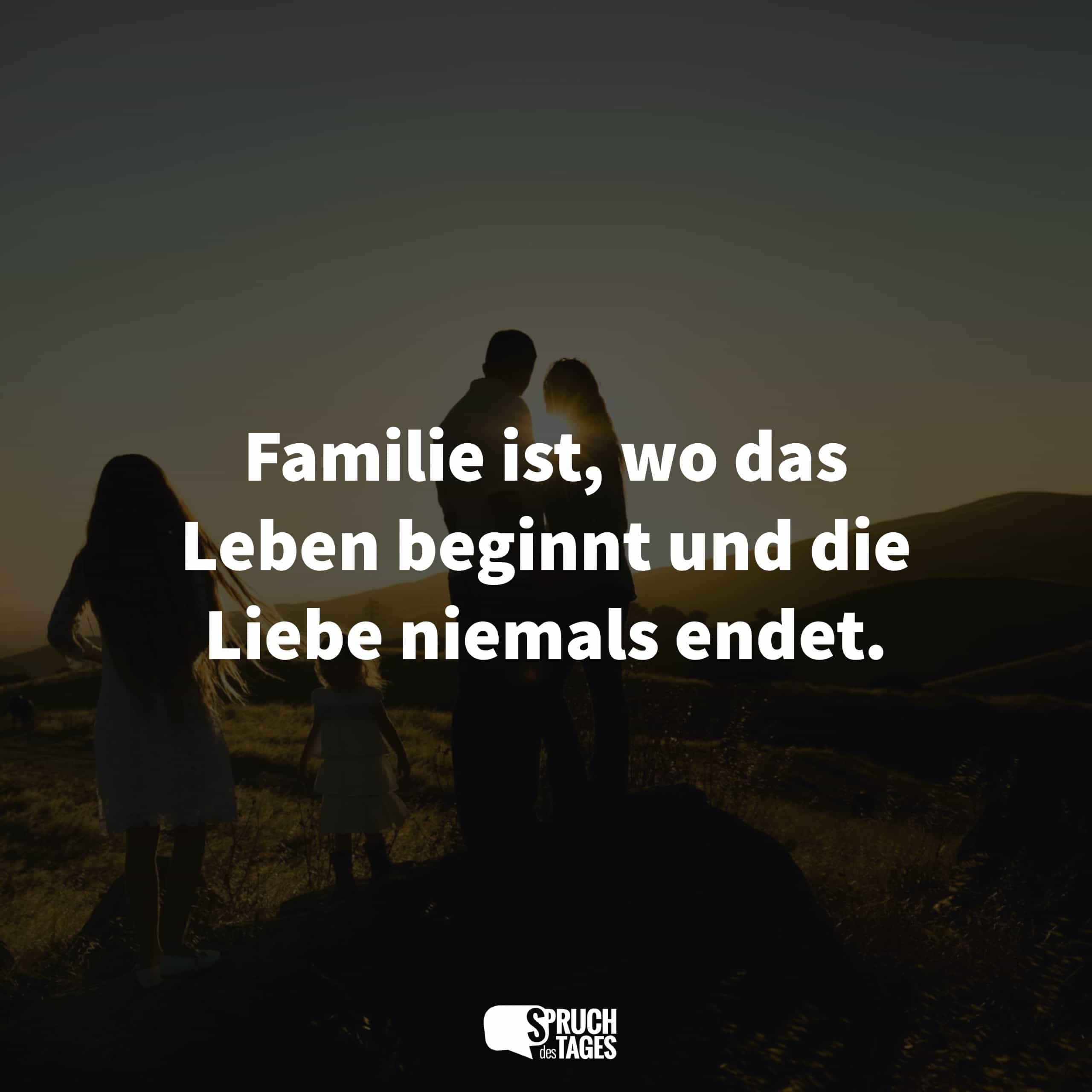 Familie ist, wo das Leben beginnt und die Liebe niemals endet.