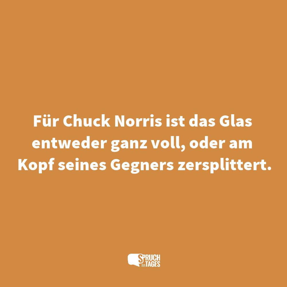 Für Chuck Norris ist das Glas entweder ganz voll, oder am Kopf seines Gegners zersplittert.