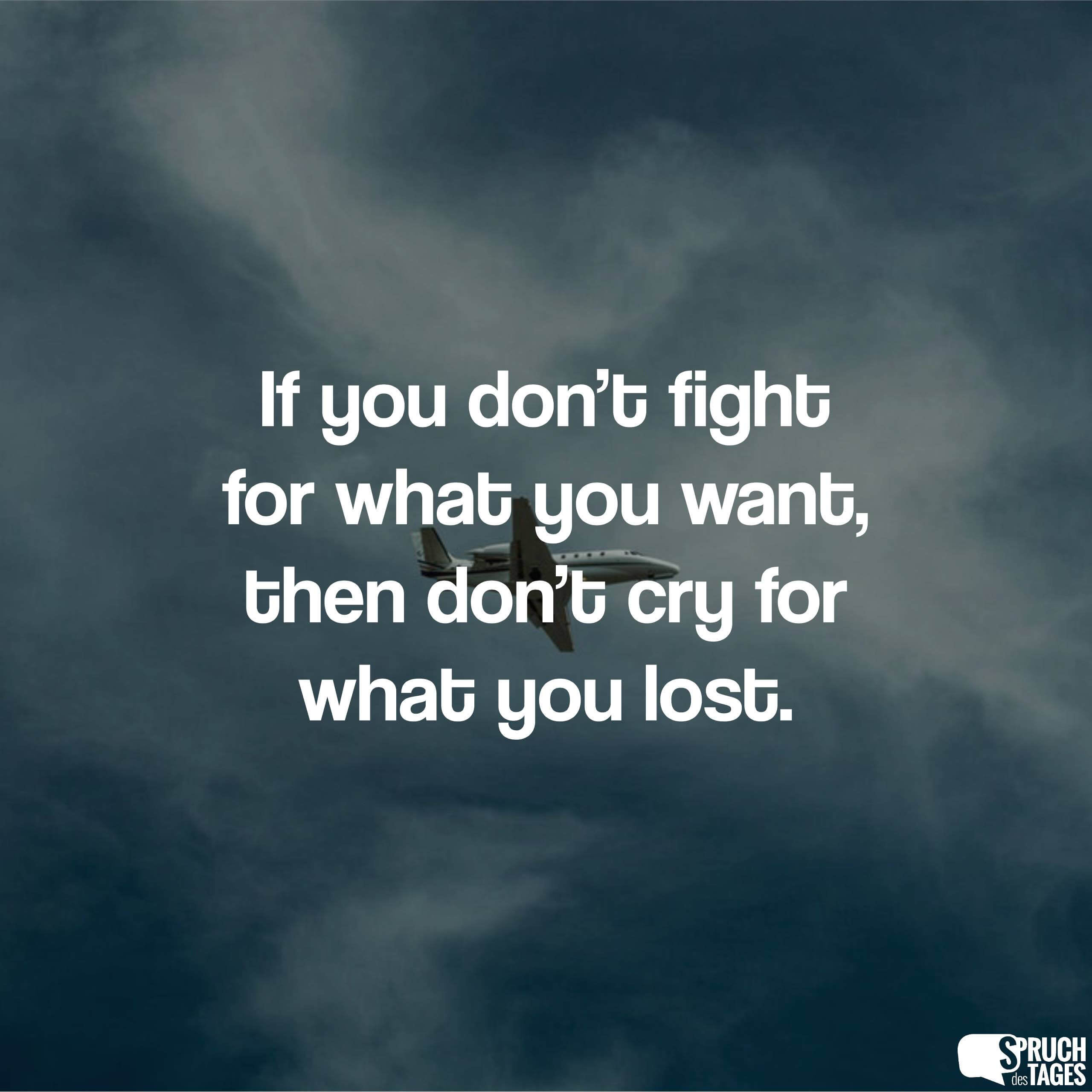 If you don’t fight for what you want, then don’t cry for what you lost.