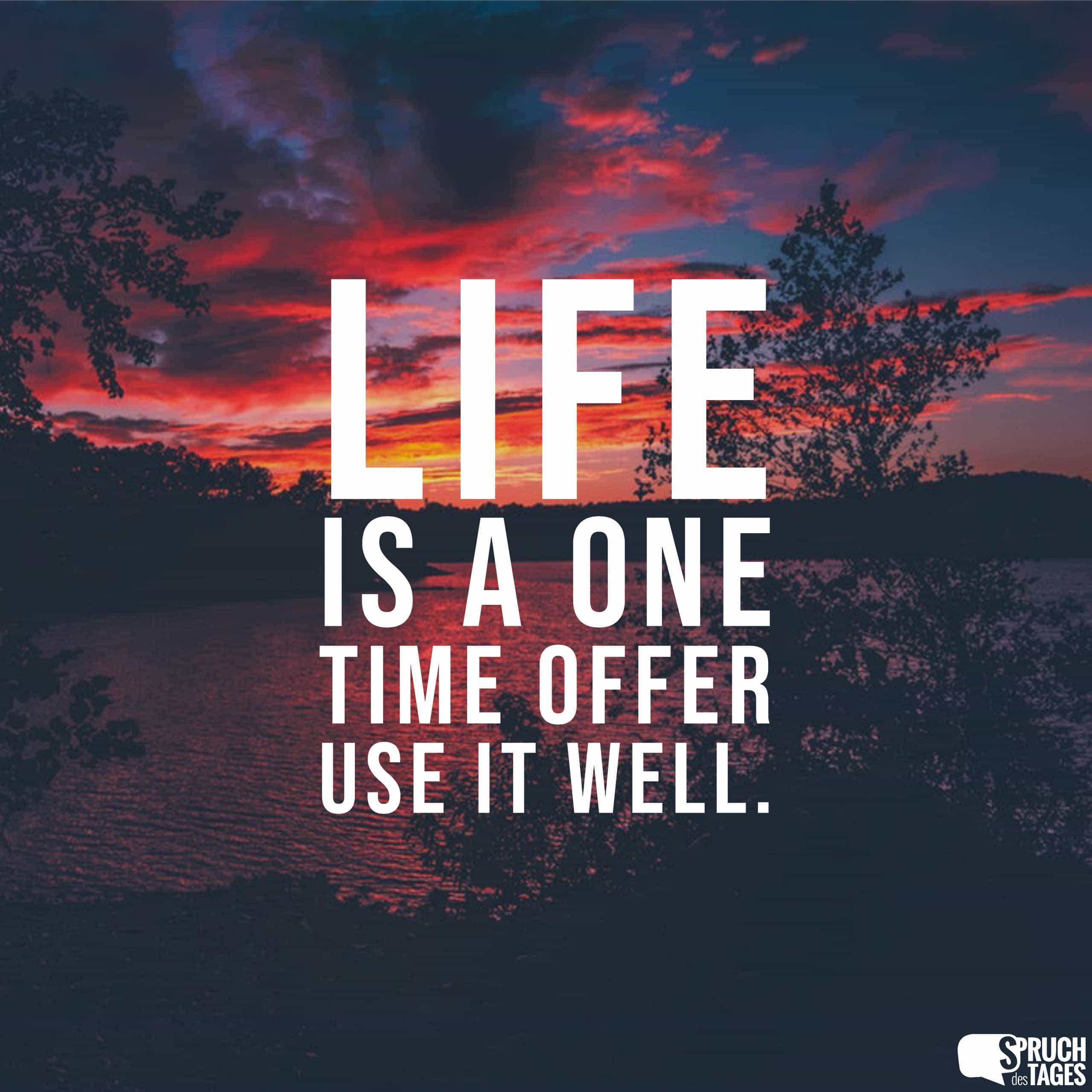 Life is a one time offer use it well.