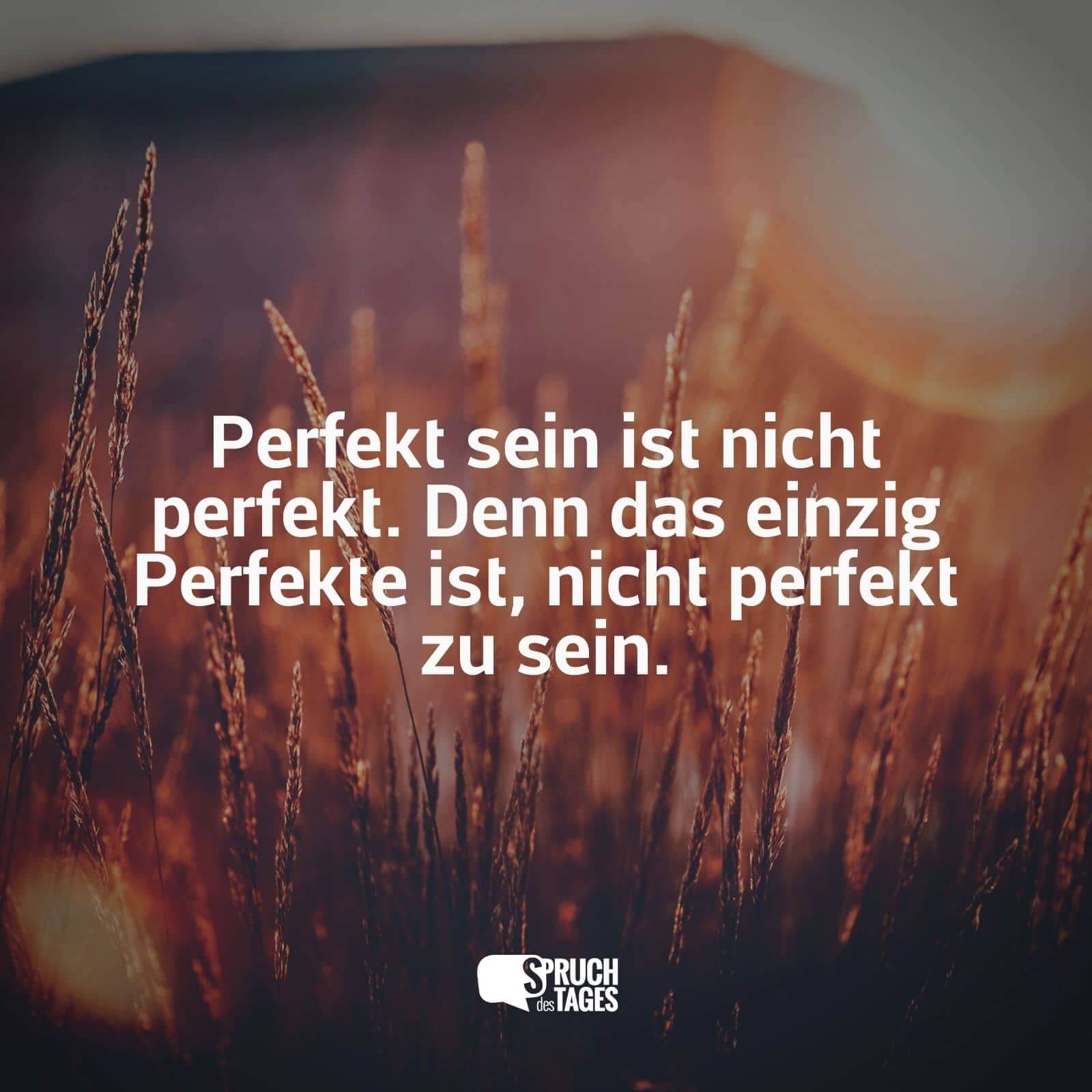 Perfekt sein ist nicht perfekt. Denn das einzig Perfekte ist, nicht perfekt zu sein.