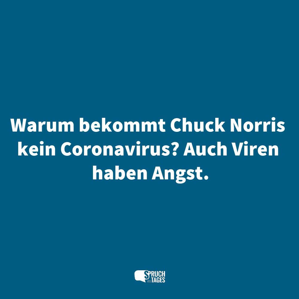 Warum bekommt Chuck Norris kein Coronavirus? Auch Viren haben Angst.