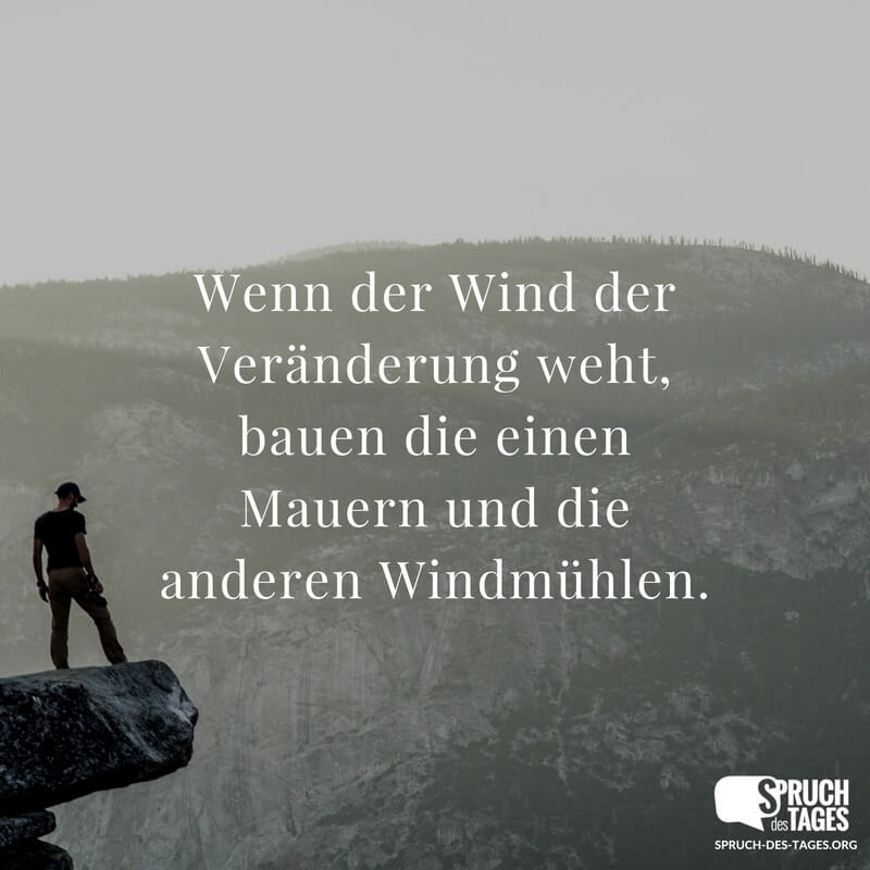 Wenn der Wind der Veränderung weht, bauen die einen Mauern und die anderen Windmühlen.